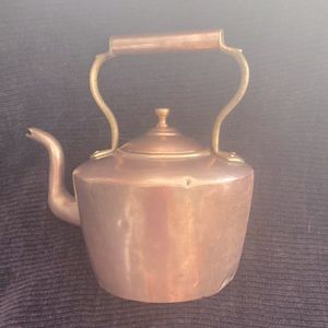 Antique copper and brass teapot